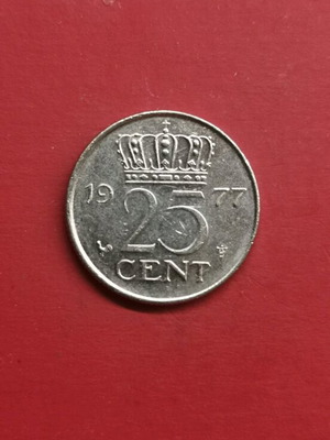 Netherlands 25 Cents Coin 1977 like new