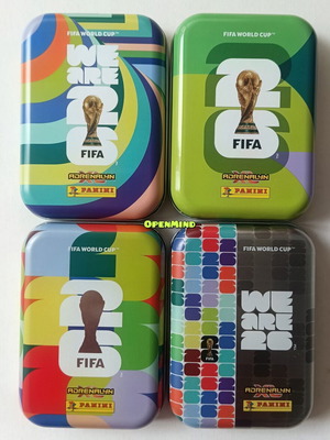 Fifa World Cup 2026 Adrenalyn XL Full Set of 4 Small Metal Pocket Tins New
