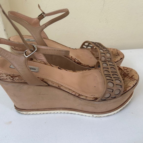 Kalogirou platform sandals size 40 light brown like new, 10 cm heel