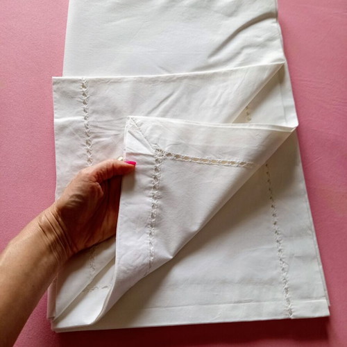 Tablecloth large vintage white with handmade finish 195x255 cm like new