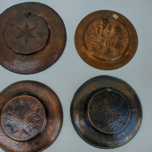 Copper Greek handmade carved wall plates used, all together