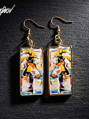 Amoda I handmade earrings with abstract design, multicolor, gold-tone