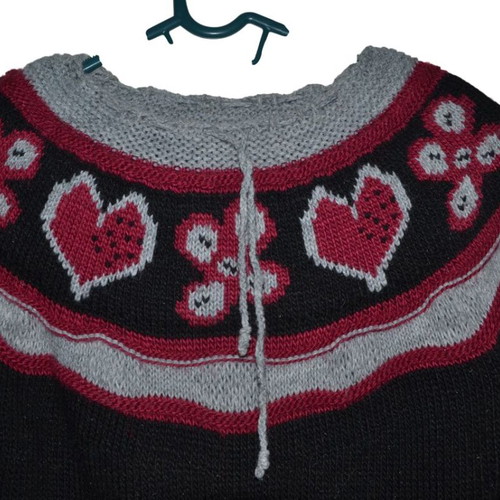 Women's knitted sweater with Nordic hearts like new, XS