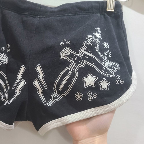 Alt Rock Mini Shorts used, cotton, black and white