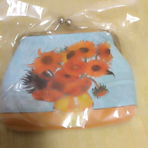 Van Gogh Sunflowers Coin Purse new, turquoise multicolor