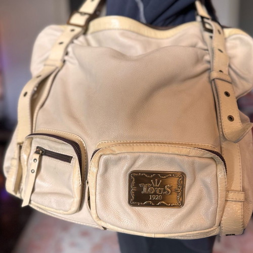 Tous leather shoulder bag beige like new