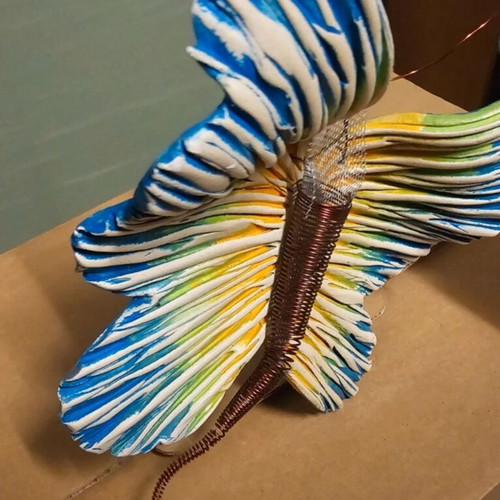 Handmade large embossed butterfly decoration like new
