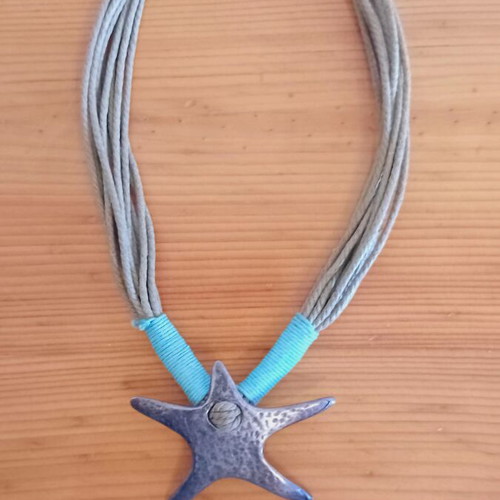 Handmade summer necklace with large starfish metal pendant Nikolis Group