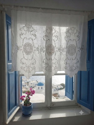 Vintage handmade Richelieu curtain 1.40x1.10, like new