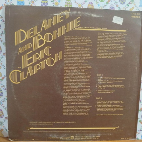 Delaney & Bonnie & Friends With Eric Clapton On Tour vinyl record used, rock