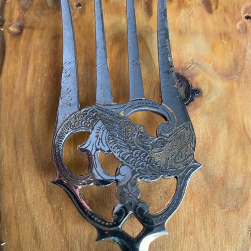 Antique Victorian Mother of Pearl Fish Serving Set used, 3 pieces