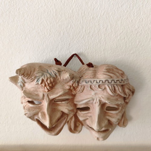 Handmade Theater Masks 1963 Decorative Wall Art