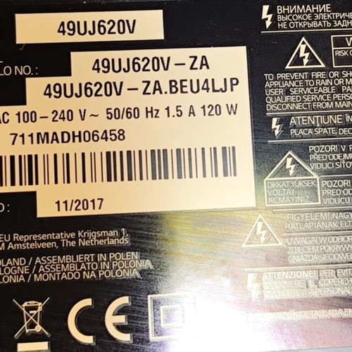 TV LG 49UJ620V 49'' LED Ultra HD Smart WiFi with broken screen