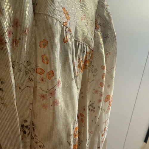 Zadig & Voltaire blouse like new, floral with gold shimmer, tie neck, size S
