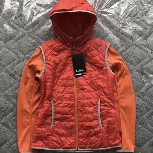 CMP Fix Hood Reverse Softshell Jacket new, women's size S, orange