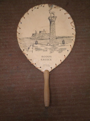 Vintage RODOS- GREECE promotional tourist fan used