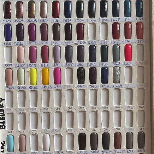 Semipermanent nail polish used, various brands and colors