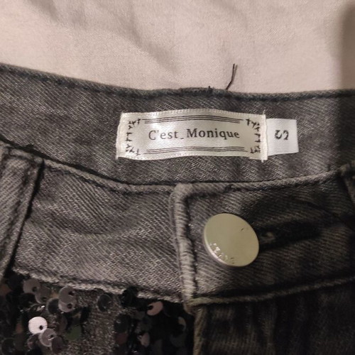 Black sequin jeans like new, high waist, full length, size S
