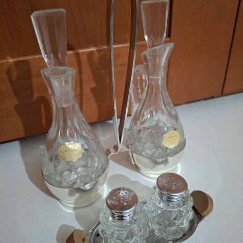 Set of Oil, Vinegar, Salt, and Pepper from Genuine Crystal like new