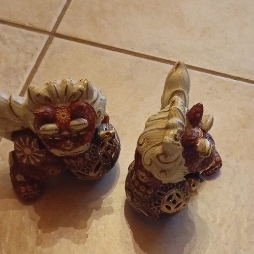 Kutan Foo Dogs Ceramic Traditional Japanese Decor