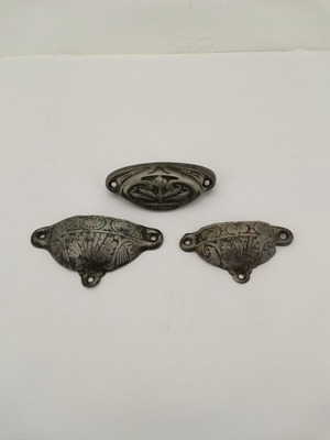 Drawer handles used, set of 3, vintage 1900 era