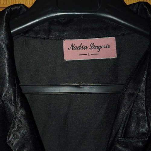 Nadia Lingerie Black Satin Shirt L like new, oversized pajama style