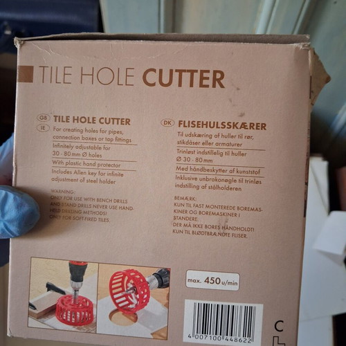 Powerfix Tile Hole Cutter adjustable, new