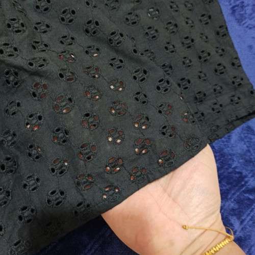 Yas top black, like new, perforated cotton with puff sleeves