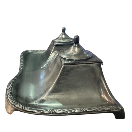Kayser Art Nouveau Silver-Plated Inkstand used, collectible