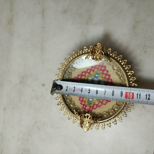 Vintage ashtray set with handmade embroidery like new