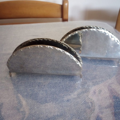 Vintage metal napkin holders set of 2 used with embossed design
