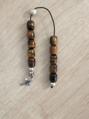 Begleri with tiger eye beads like new, 10 beads, 25 cm