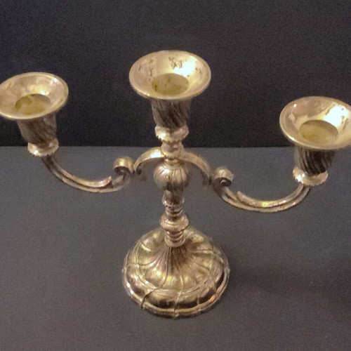 BMF N Silver Plated Three-Arm Candle Holder Used Vintage