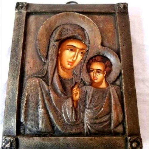 Kazanskaya Icon Genuine Handmade Metal 18x14 cm Like New