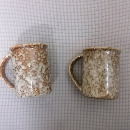 Set of 2 new ceramic mugs with painted exterior