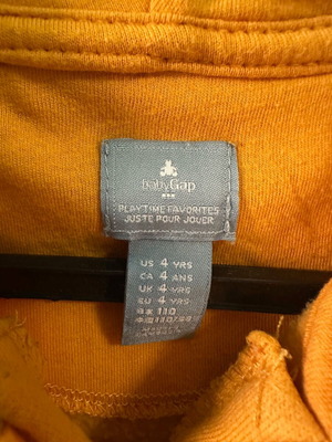 BabyGap mustard yellow zip-up hoodie like new, size 4 years