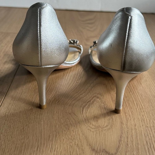 Jimmy Choo Lotus silver leather crystal shoes used size 38.5
