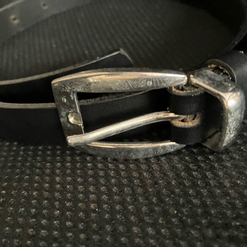Pure leather belt new size 125 black with silver
