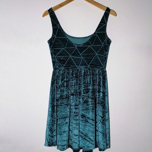Miss Selfridge dress used, green, size M, velvet summer style