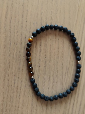 Men's bracelet with lava stones and tiger eye