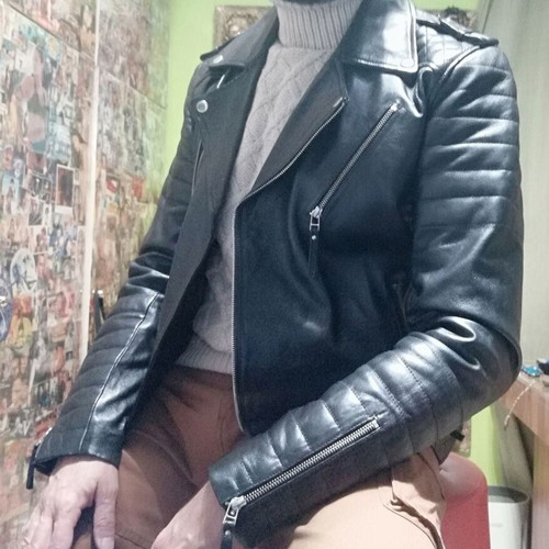 Leather jacket like new, black, size M-L