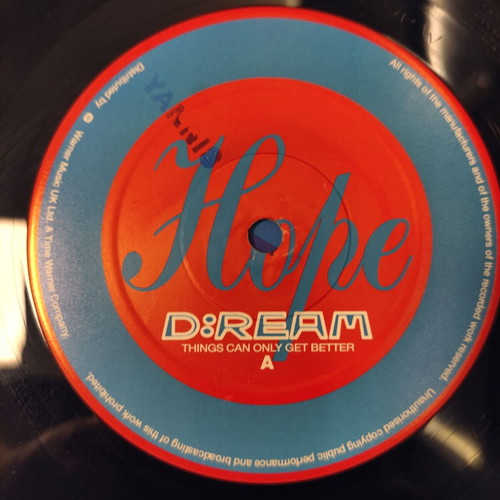 D:REAM Things Can Only Get Better 12'' Vinyl Single used, limited edition 1993