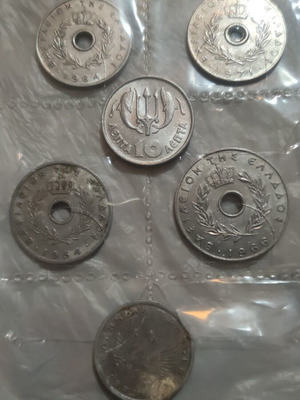 Greek old drachma coins used, pack of 6 pieces