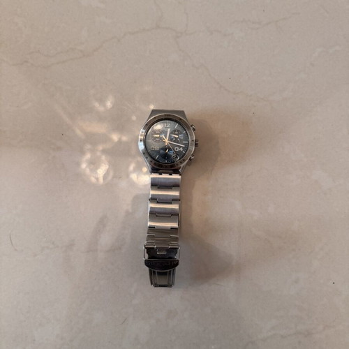 Swatch Irony Chrono Blustery watch used, model YCS438G, blue silver