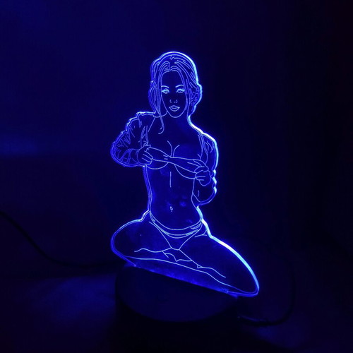 Lamp with woman figure that changes colors, like new
