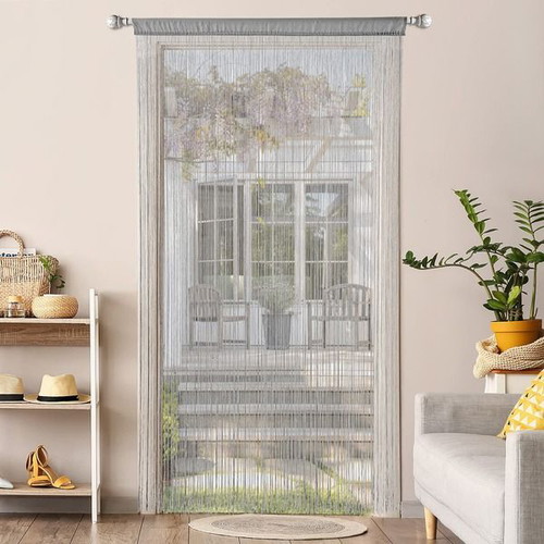 Miulee decorative string curtain for door 90 x 245 cm, grey