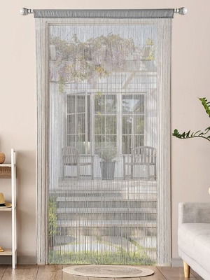 Miulee decorative string curtain for door 90 x 245 cm, grey