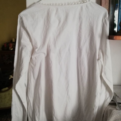 White long-sleeve blouse with lace, like new, XL, 100% cotton