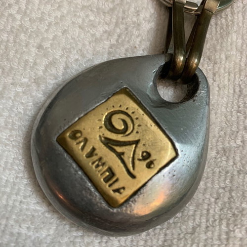 Athens 1996 keychain with gold-plated brass plaque