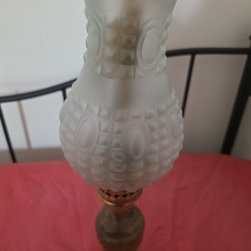 Vintage alabaster table lamp from 1980 with minor wear